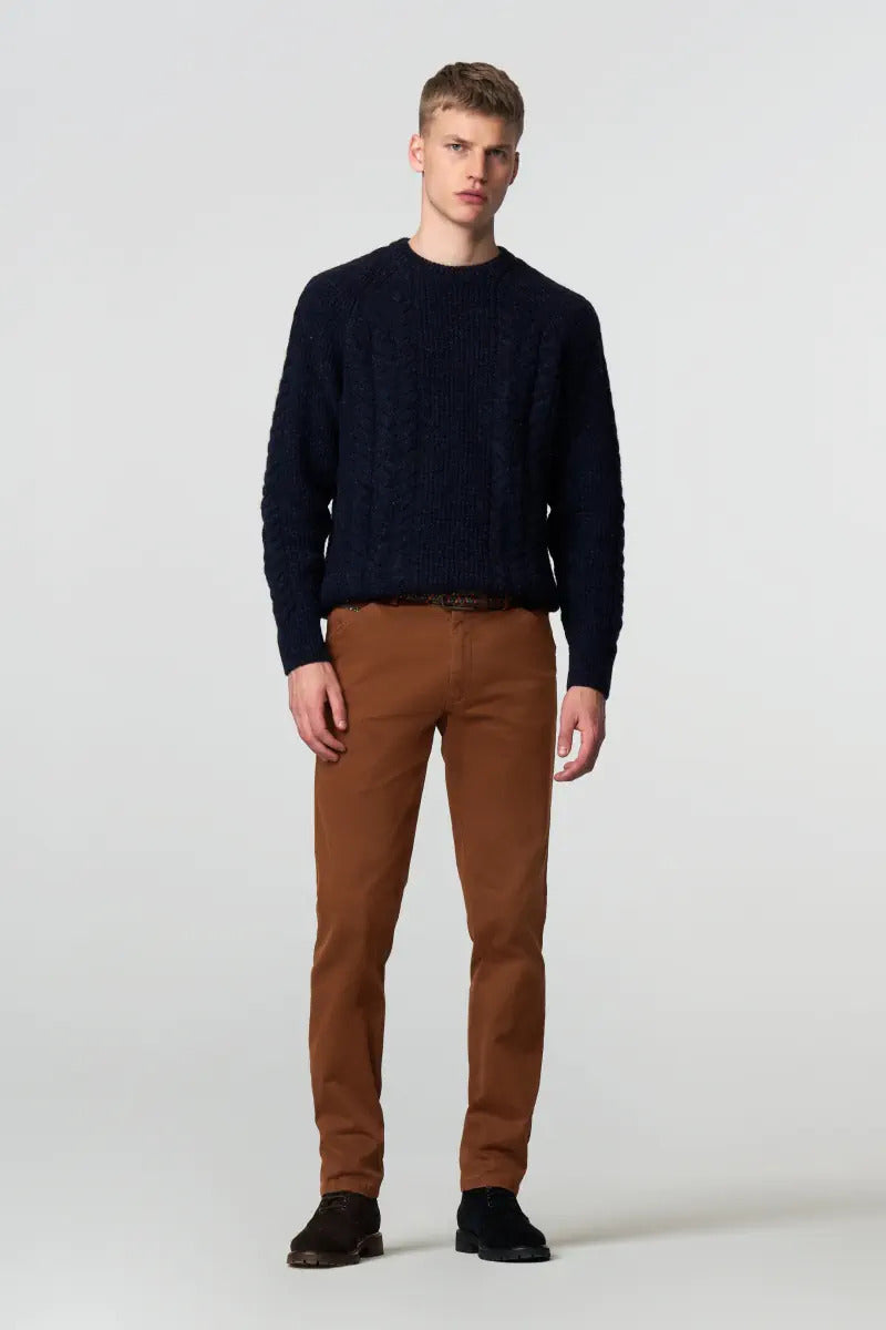 Meyer chino CHICAGO 2-5615-97% Katoen (BIO) • 3% Elastaan | 420g-HEREN BROEKEN-Bruin