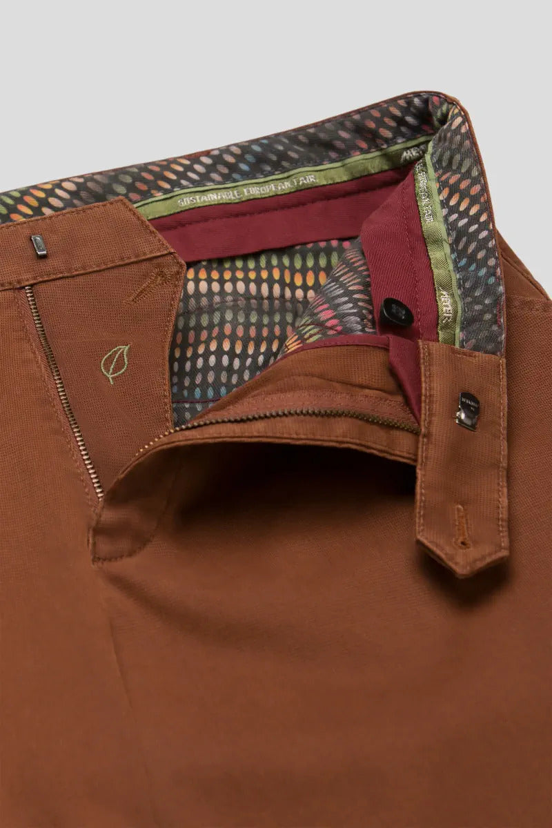 Meyer chino CHICAGO 2-5615-97% Katoen (BIO) • 3% Elastaan | 420g-HEREN BROEKEN-Bruin