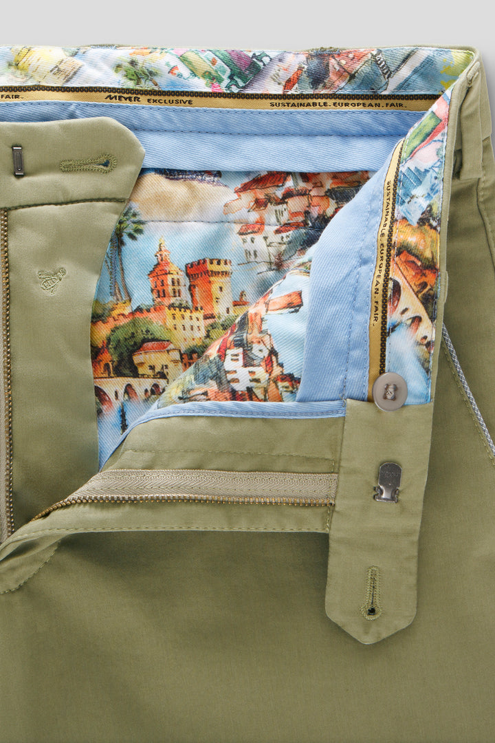 Meyer chino NEW YORK 1-8130-90% Katoen (BIO) • 7% Kapok • 3% Elastaan | 280g-HEREN BROEKEN-Groen