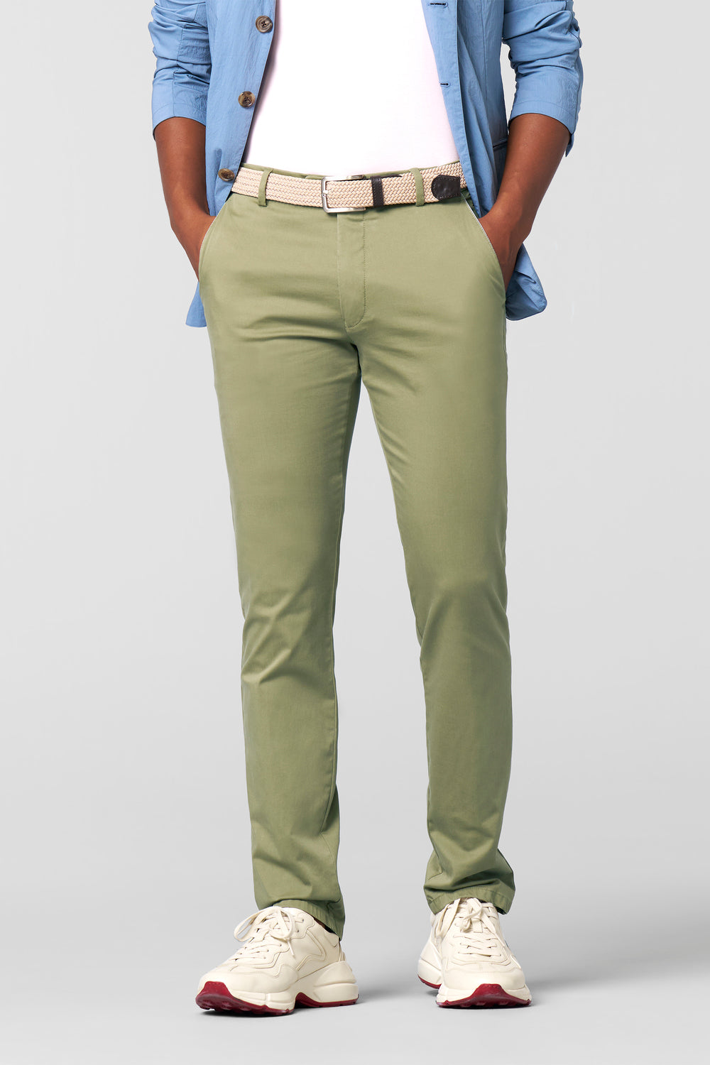 Meyer chino NEW YORK 1-8130-90% Katoen (BIO) • 7% Kapok • 3% Elastaan | 280g-HEREN BROEKEN-Groen