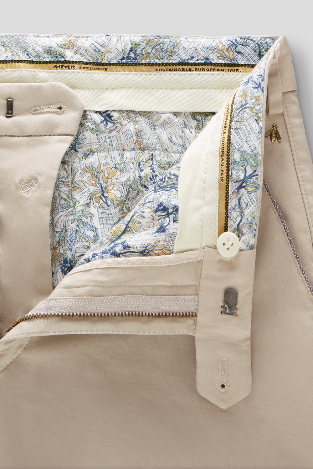 Meyer chino NEW YORK 1-8130-90% wol, 7% kapok. 3% elasthaan-HEREN BROEKEN-Beige