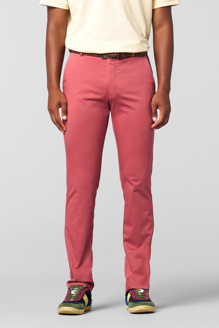 Meyer chino NEW YORK 1-8130-90% wol, 7% kapok. 3% elasthaan-HEREN BROEKEN-Rood