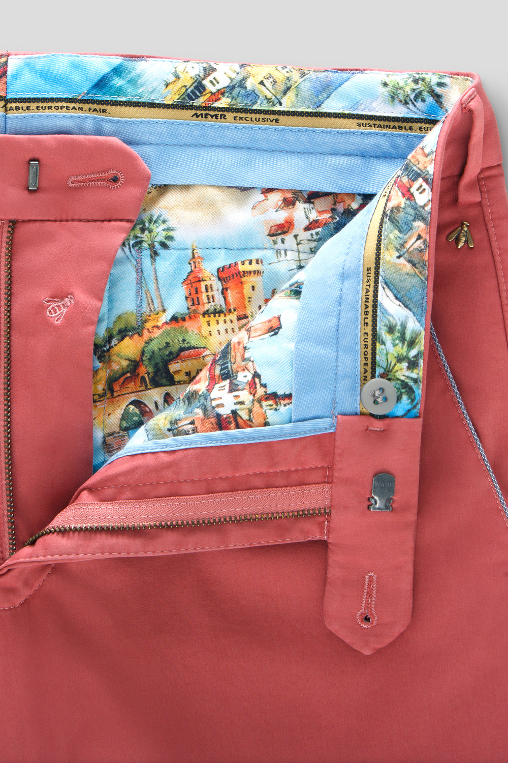 Meyer chino NEW YORK 1-8130-90% wol, 7% kapok. 3% elasthaan-HEREN BROEKEN-Rood