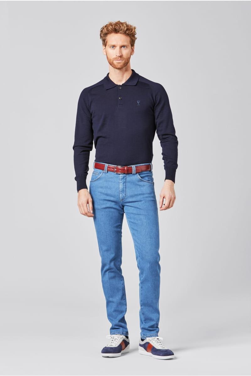 Meyer DUBLIN 2-4546-62% katoen, 18% lyocell, 18% polyester-HEREN BROEKEN-Blauw