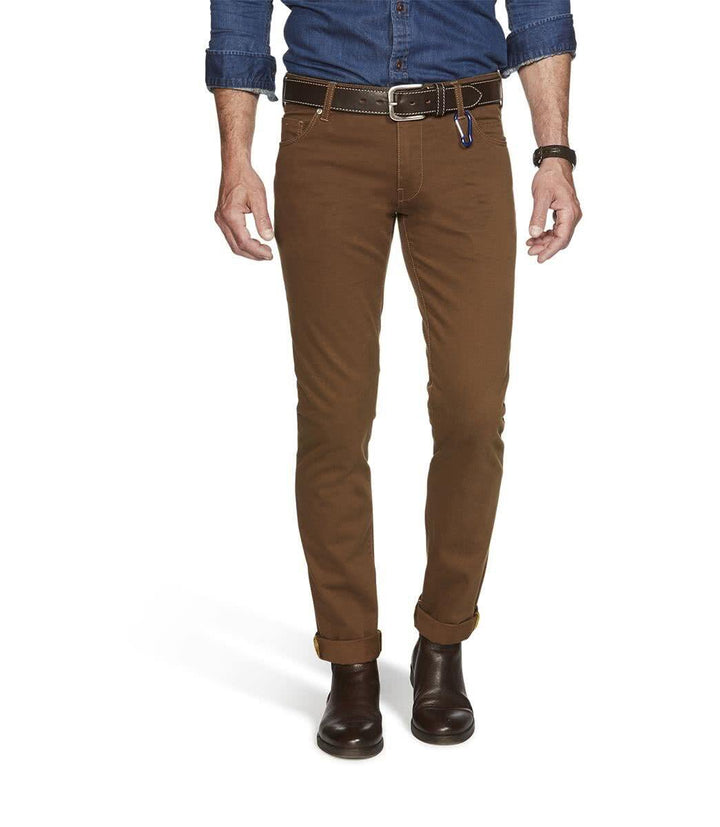 Meyer M5 Slim Fit 5‑Pocket Broek – Bruin-89% katoen, 8% elastomultiester, 3% elastaan-HEREN BROEKEN-Bruin