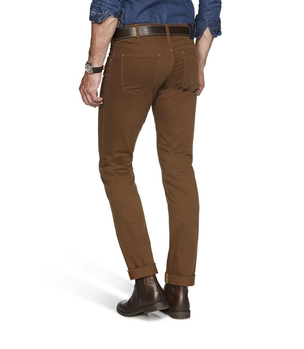 Meyer M5 Slim Fit 5‑Pocket Broek – Bruin-89% katoen, 8% elastomultiester, 3% elastaan-HEREN BROEKEN-Bruin