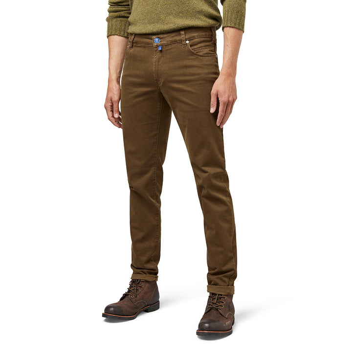 Meyer M5 Slim Fit 5‑Pocket Broek – Bruin-89% katoen, 8% elastomultiester, 3% elastaan-HEREN BROEKEN-Bruin