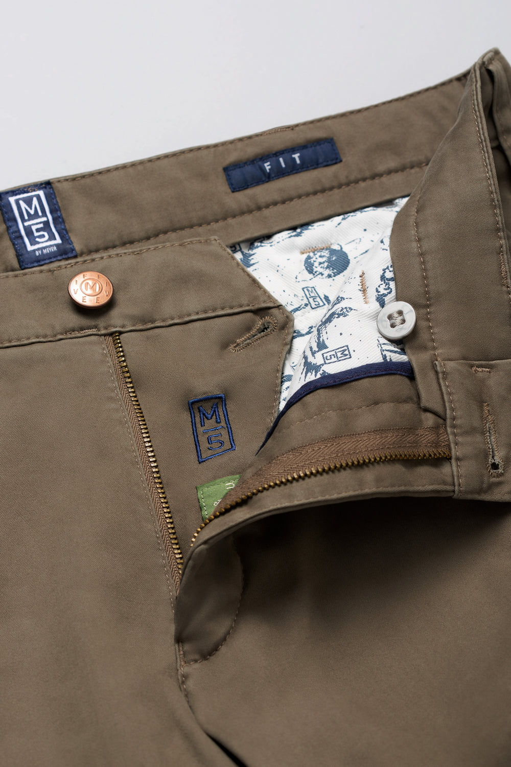 Meyer M5 Slim Fit 5‑Pocket Broek – Groen-89% katoen, 8% elastomultiester, 3% elastaan-HEREN BROEKEN-Groen