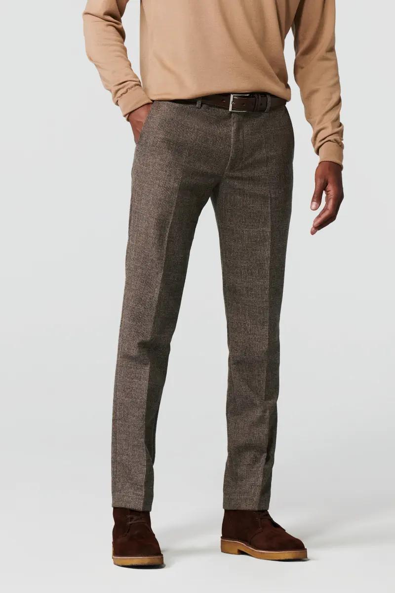 Meyer pantalon BONN 2-8811-60% wol, 38% polyester, 2% elasthaan-HEREN BROEKEN-Bruin