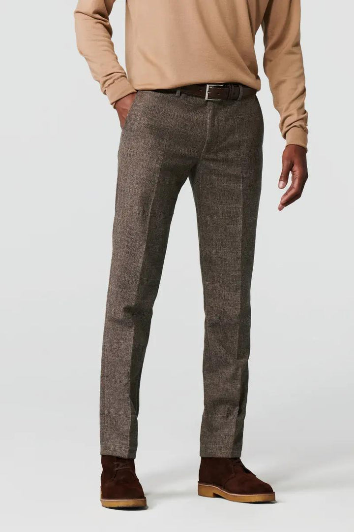 Meyer pantalon BONN 2-8811-60% wol, 38% polyester, 2% elasthaan-HEREN BROEKEN-Bruin