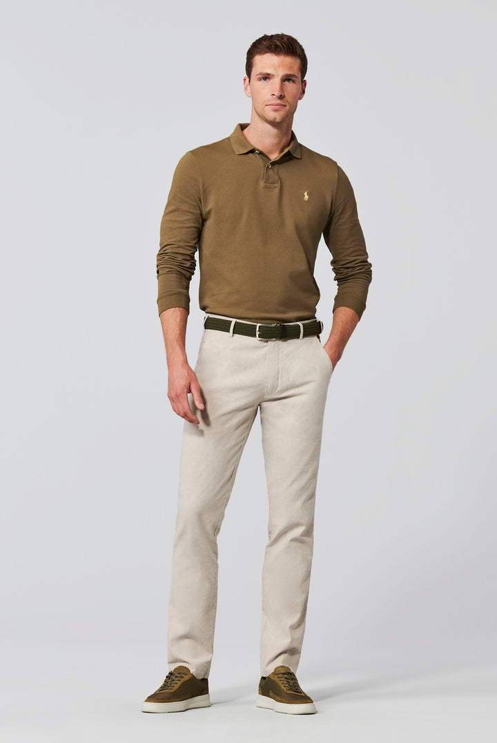Meyer Roma Chino 1-3020  – Beige-53% linnen, 45% katoen, 2% elastaan-HEREN BROEKEN-Beige