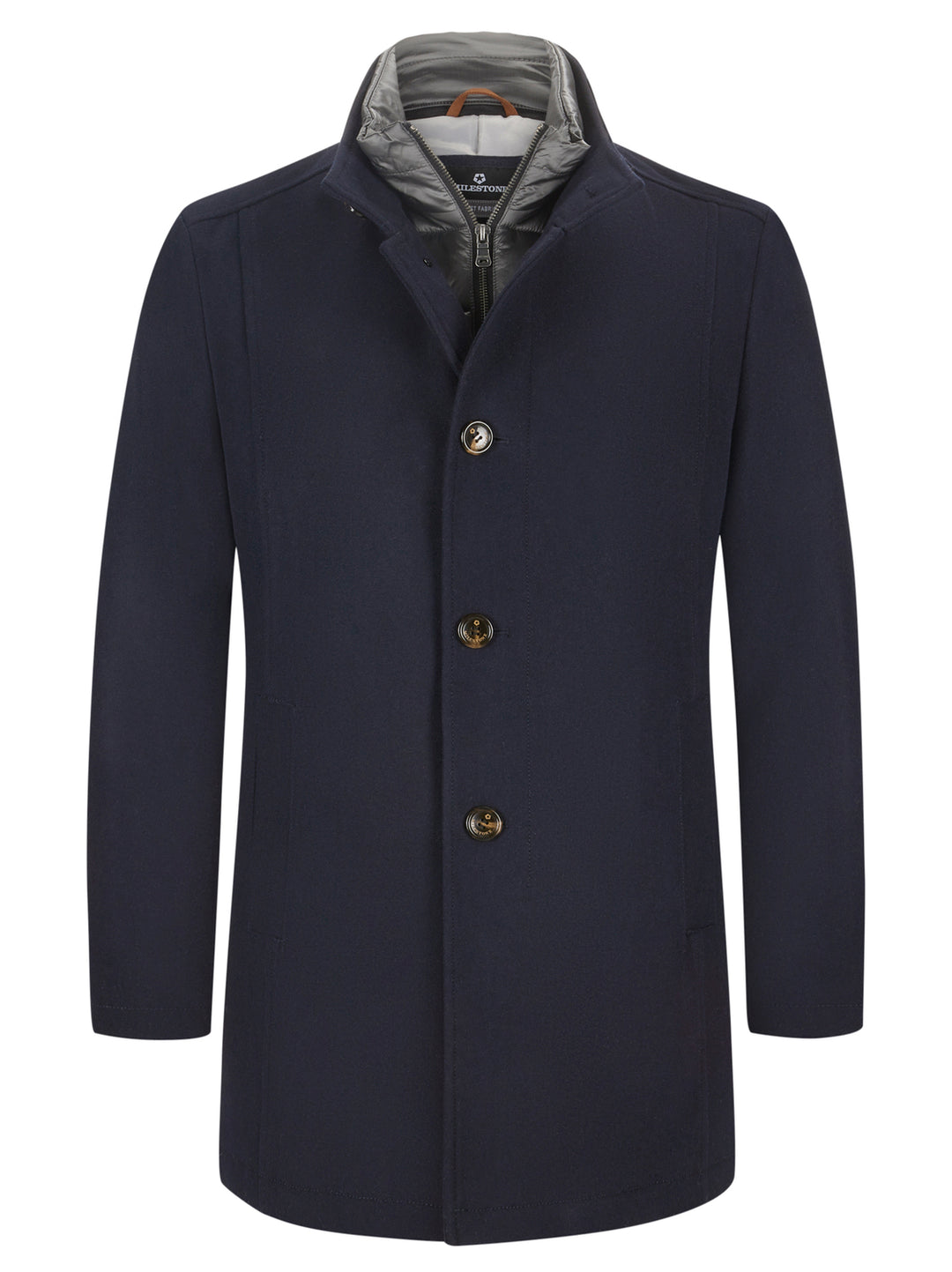 Milestone MsBorgio Wool Coat – Blauw-TKG_Buitenstof: 60% wol + 30% polyester + 10% andere vezels; TKG_Voering: 100% polyester-HEREN JASSEN & JACKS-Blauw