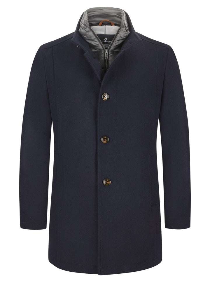 Milestone MsBorgio Wool Coat – Blauw-TKG_Buitenstof: 60% wol + 30% polyester + 10% andere vezels; TKG_Voering: 100% polyester-HEREN JASSEN & JACKS-Blauw