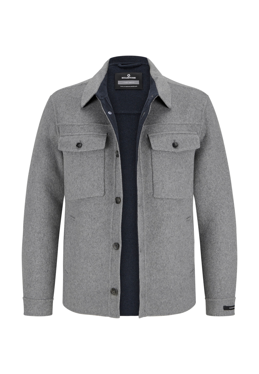 Milestone wollen jack MsBorgo-51% wol, 40% polyester, 4% polyamide, 3% viscose, 2% polyacryl-HEREN JASSEN & JACKS-Grijs