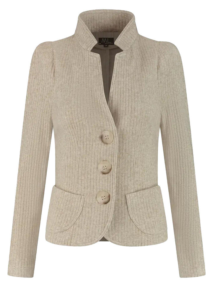 ML Collections Blazer – Beige-50% viscose, 28% polyester, 19% nylon, 3% elasthaan -DAMES BLAZERS & GILETS-Beige