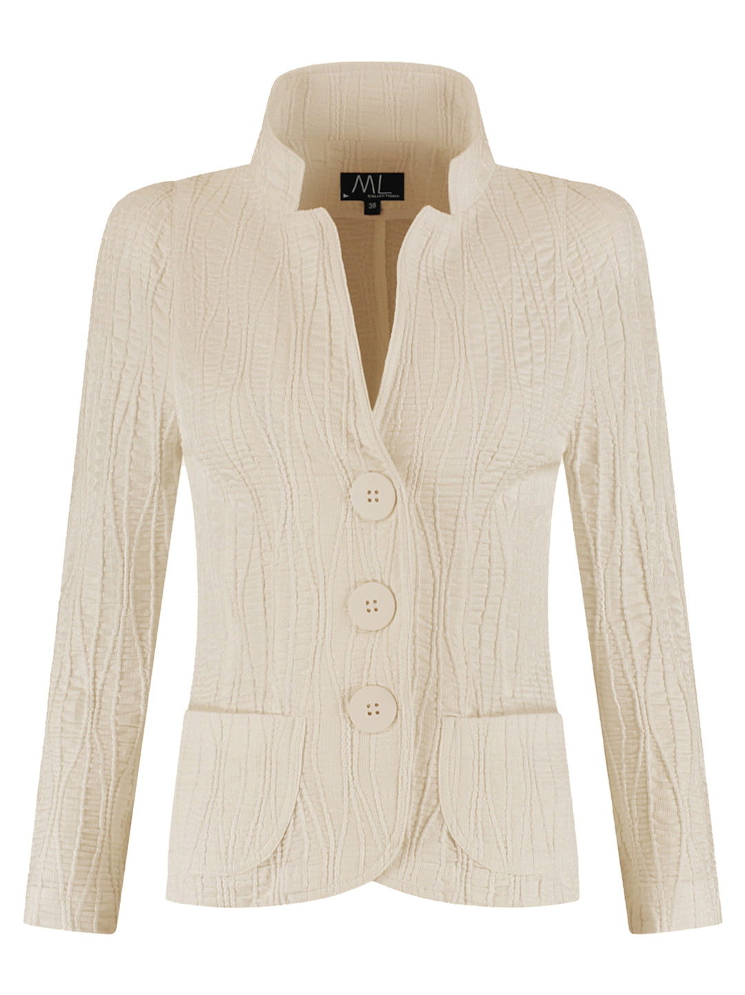 ML Collections Blazer – Beige-99% katoen, 1% elastaan-DAMES BLAZERS & JASJES-Beige