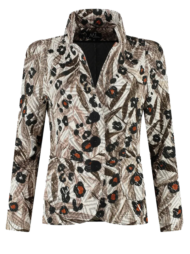 ML Collections Blazer – Bruin-62% katoen, 24% polyester, 10% nylon, 2% elastaan -DAMES BLAZERS & GILETS-Bruin