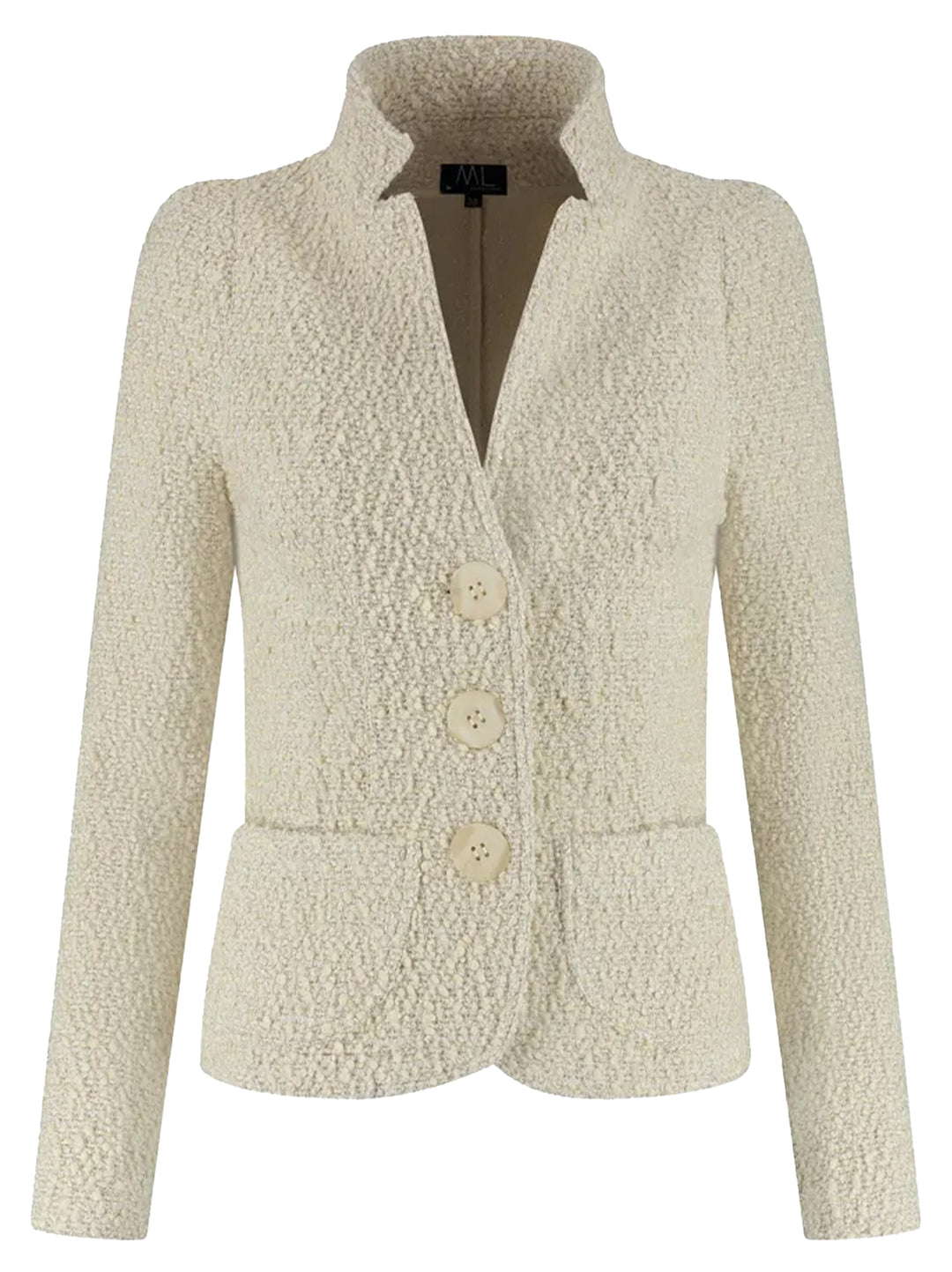 ML Collections Blazer Lange Mouw – Beige-39% polyamide, 23% katoen, 19% acryl, 7% wol-DAMES BLAZERS & GILETS-Beige