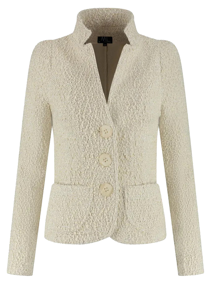 ML Collections Blazer Lange Mouw – Beige-39% polyamide, 23% katoen, 19% acryl, 7% wol-DAMES BLAZERS & GILETS-Beige
