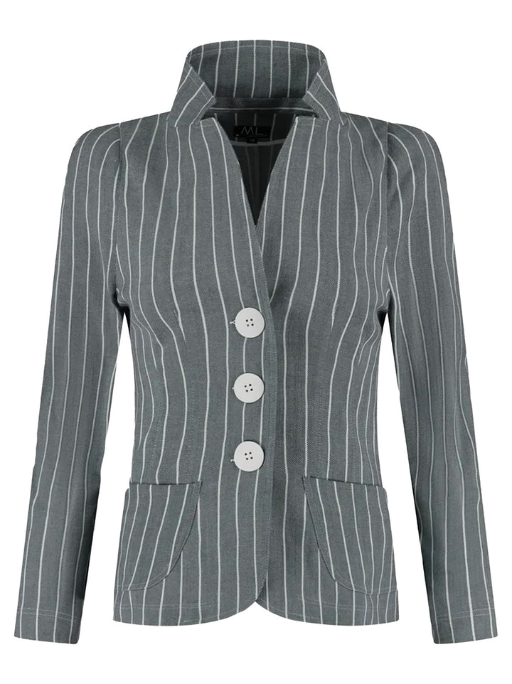 ML Collections blazer LUCA 50230-65% Polyester<br />32% Katoen<br />3% Elastaan-DAMES BLAZERS & GILETS-Blauw