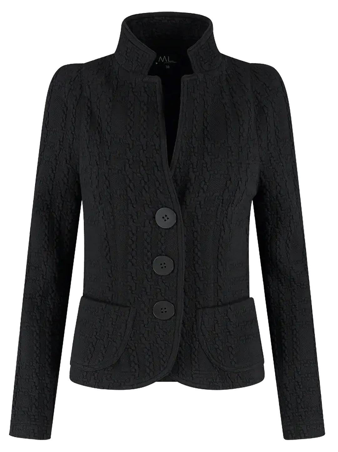 ML Collections Blazer – Zwart-63% katoen, 25% polyamide, 12% polyester  -DAMES BLAZERS & GILETS-Zwart