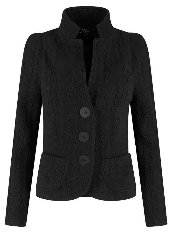 ML Collections Blazer – Zwart-63% katoen, 25% polyamide, 12% polyester  -DAMES BLAZERS & GILETS-Zwart