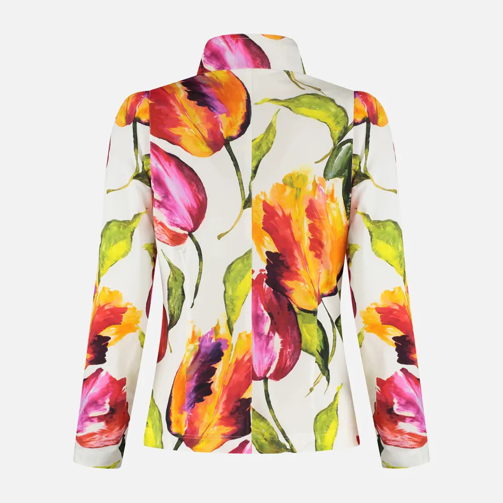 ML Collections Cooper Blazer 70510 – Bloemenprint-85% viscose, 15% elastaan-DAMES BLAZERS & JASJES-Oranje