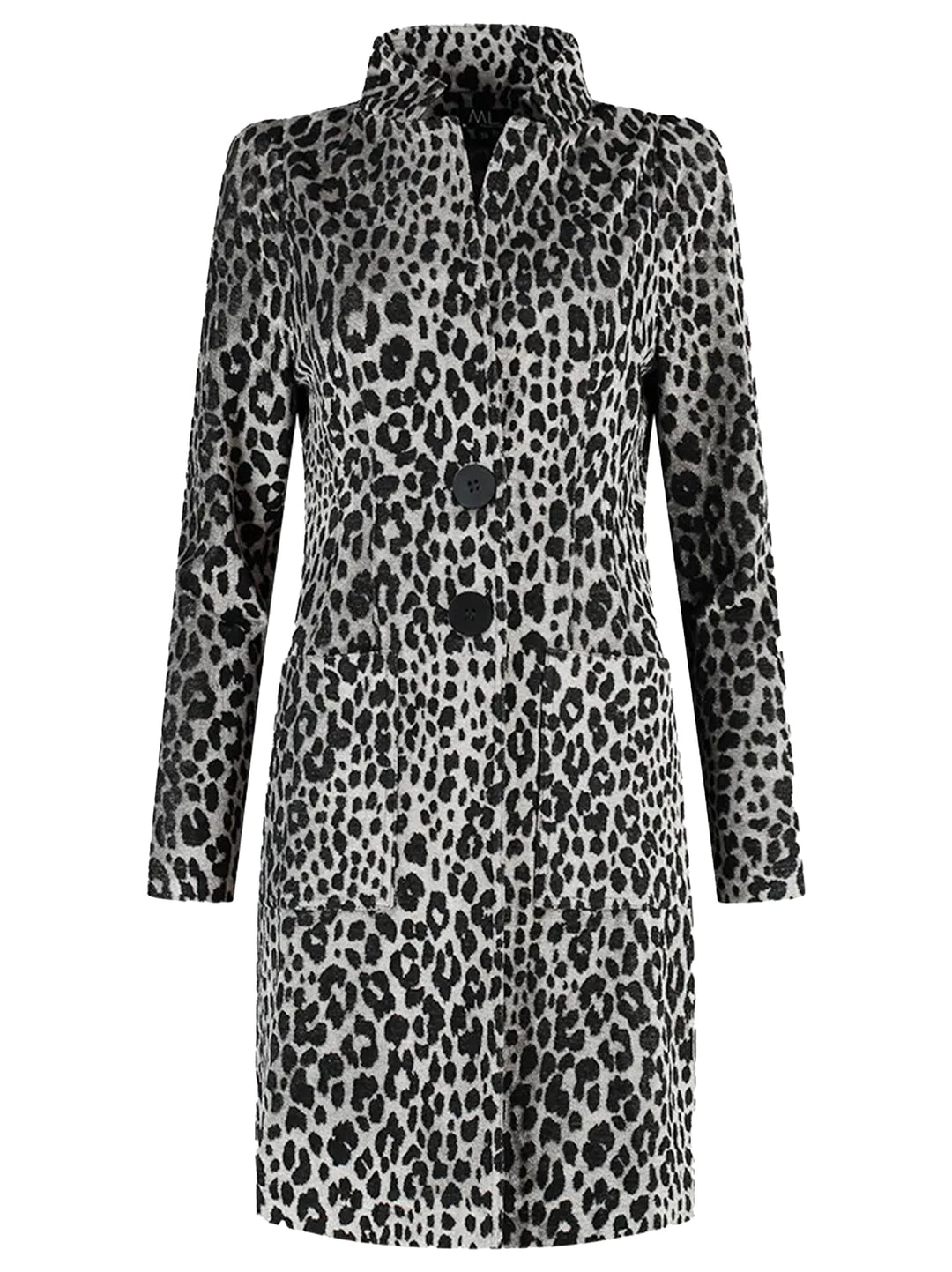 ML Collections Wollen Blazer met Luipaardprint -55% polyacryl, 23% wol, 18% polyamide, 4% elasthaan-DAMES BLAZERS & GILETS-Zwart