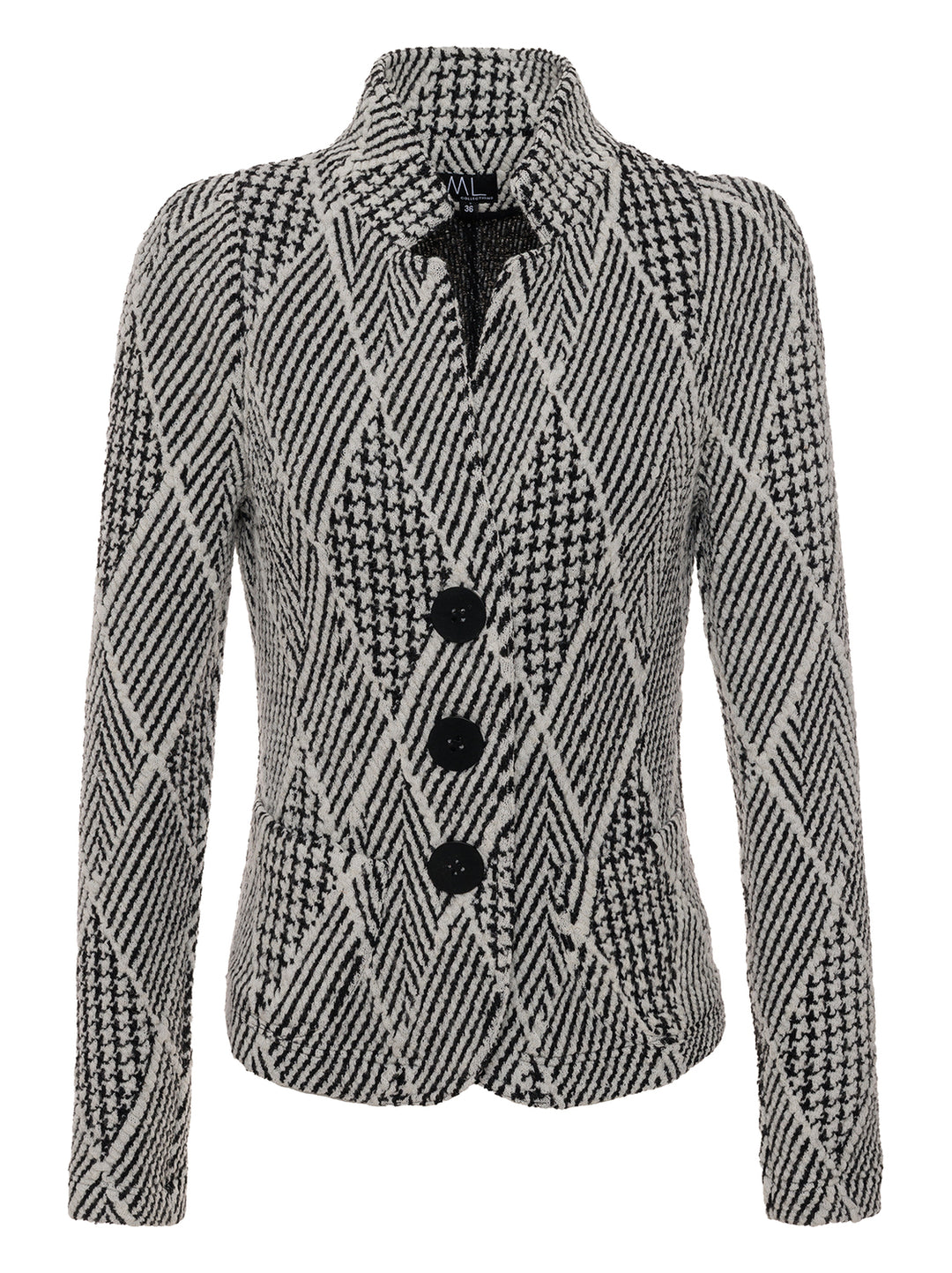 ML Collections Wollen Blazer – Zwart-57& polyacryl, 25% wol, 14% polyamide, 3% elastaan-DAMES BLAZERS & GILETS-Zwart