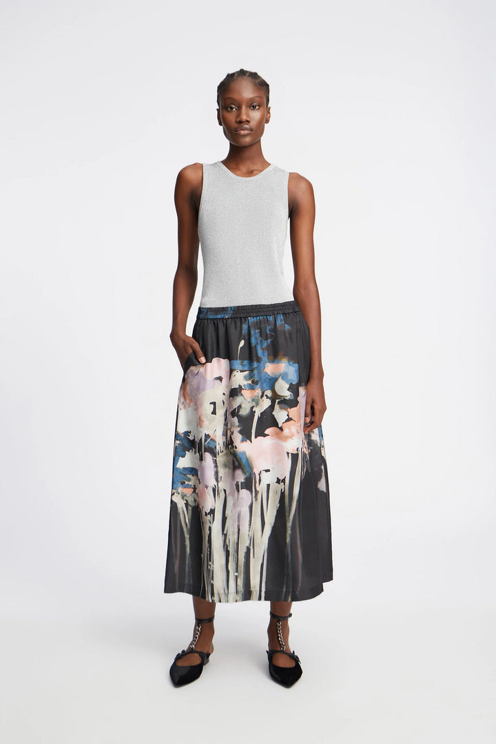 MUNTHE Aruma Rok – Zwart-100% zijde-DAMES ROKKEN-Zwart