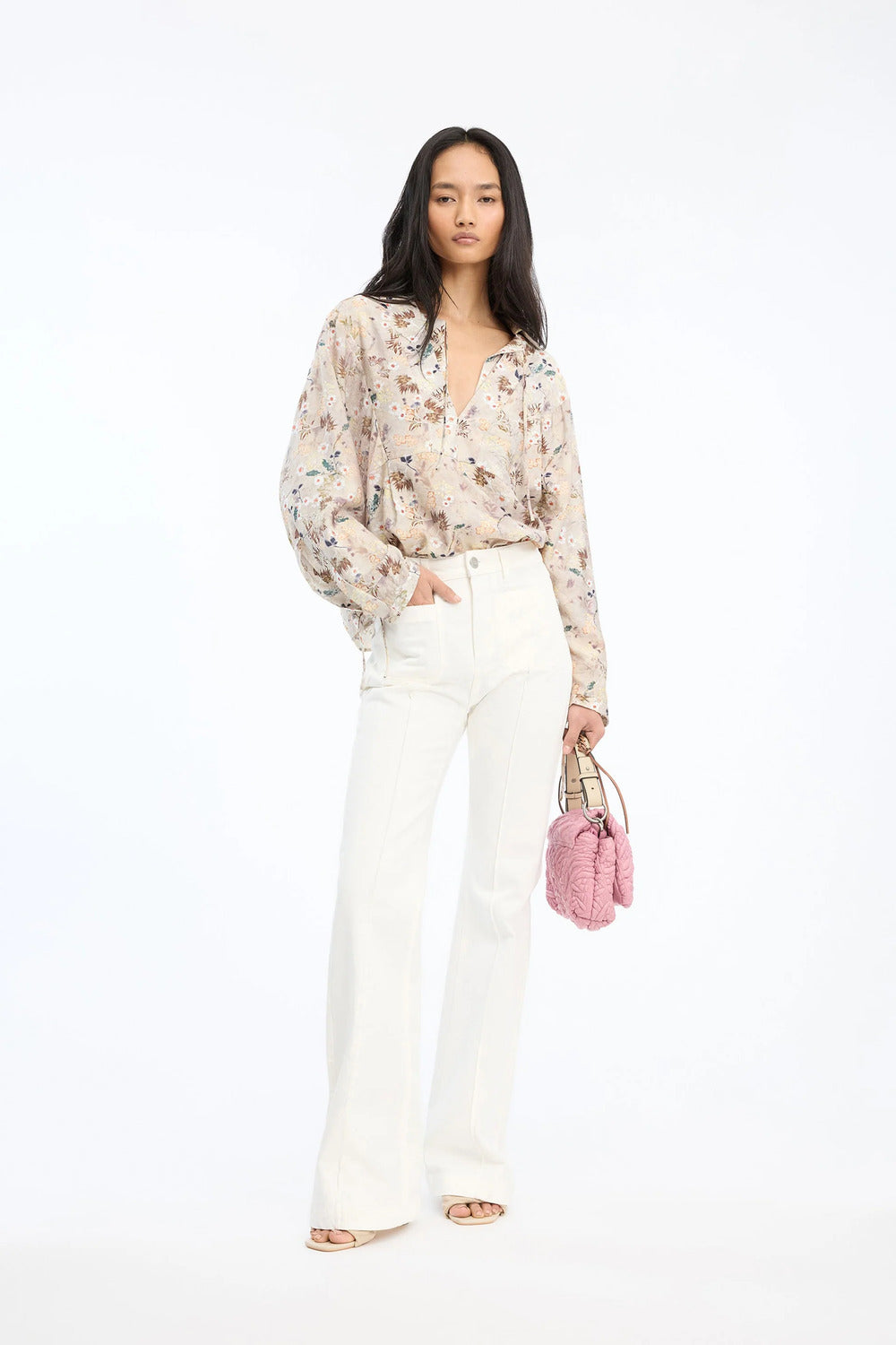 MUNTHE Babette Blouse – Beige-85% viscose, 15% polyamide-DAMES TOPS & BLOUSES-Beige