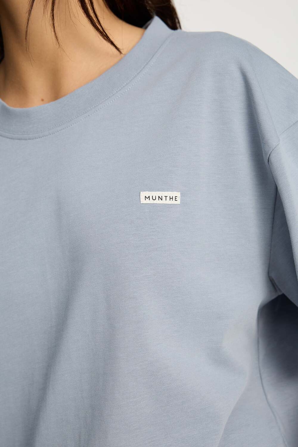 Munthe Bellamy T‑Shirt Korte Mouw – Blauw-100% katoen<br />-DAMES TOPS & BLOUSES-Blauw