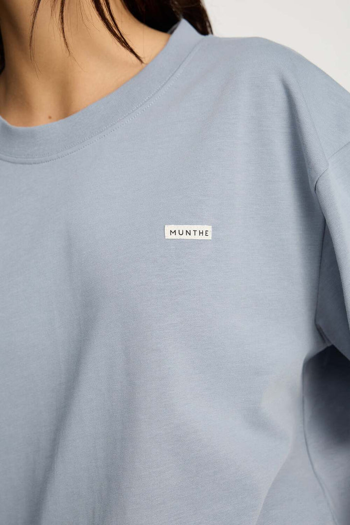 Munthe Bellamy T‑Shirt Korte Mouw – Blauw-100% katoen<br />-DAMES TOPS & BLOUSES-Blauw