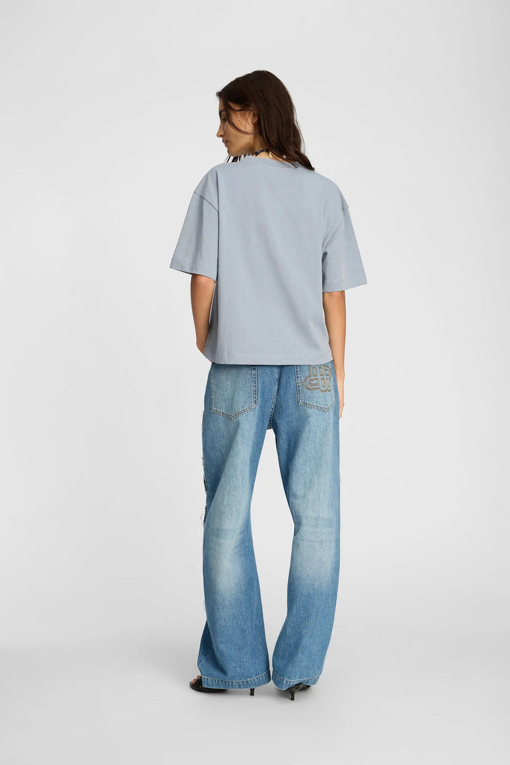 Munthe Bellamy T‑Shirt Korte Mouw – Blauw-100% katoen<br />-DAMES TOPS & BLOUSES-Blauw