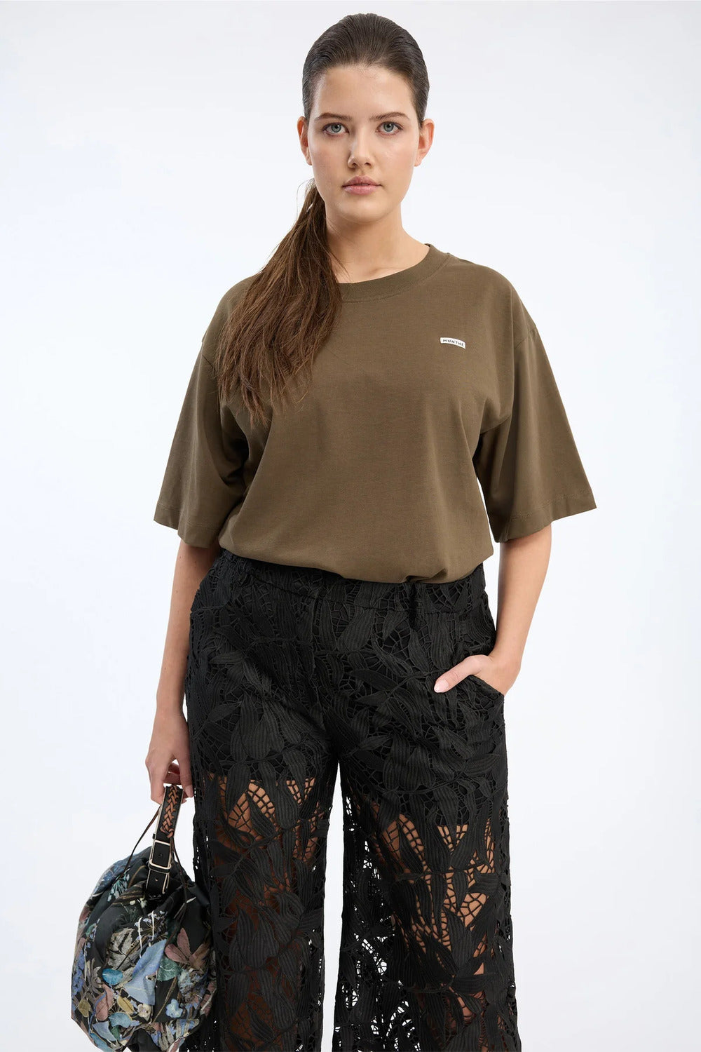 Munthe Bellamy T‑Shirt Korte Mouw – Bruin-100% katoen<br />-DAMES TOPS & BLOUSES-Bruin