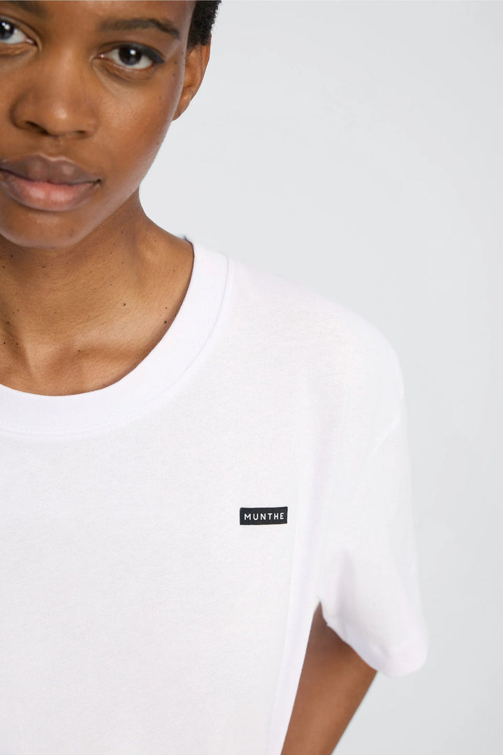 Munthe Bellamy T‑Shirt Korte Mouw – Wit-100% katoen<br />-DAMES TOPS & BLOUSES-Wit