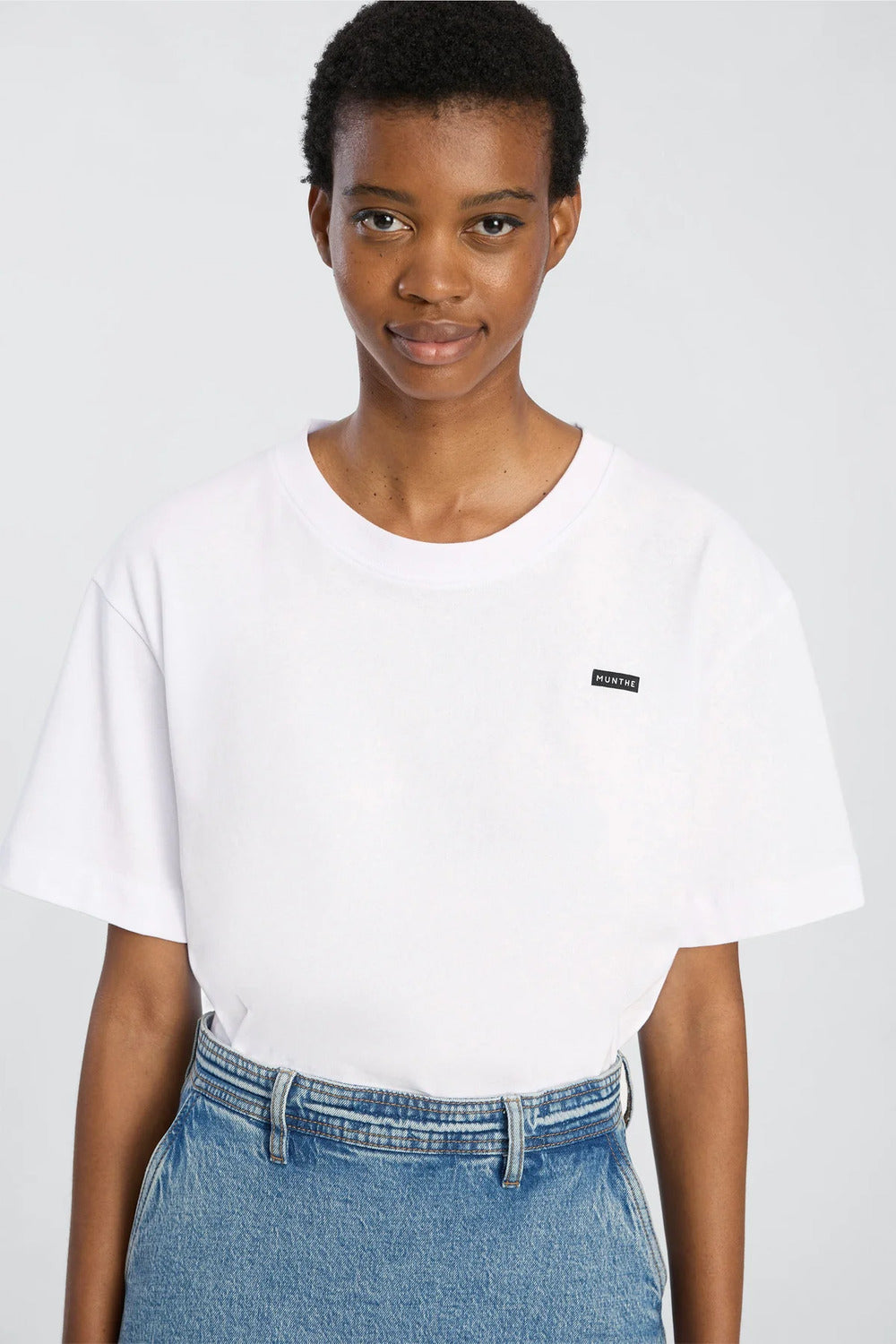 Munthe Bellamy T‑Shirt Korte Mouw – Wit-100% katoen<br />-DAMES TOPS & BLOUSES-Wit