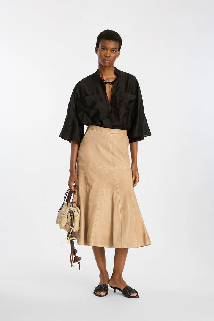 MUNTHE Birkson Blouse lange mouw – Zwart-84% lyocell, 16% polyester-DAMES TOPS & BLOUSES-Zwart