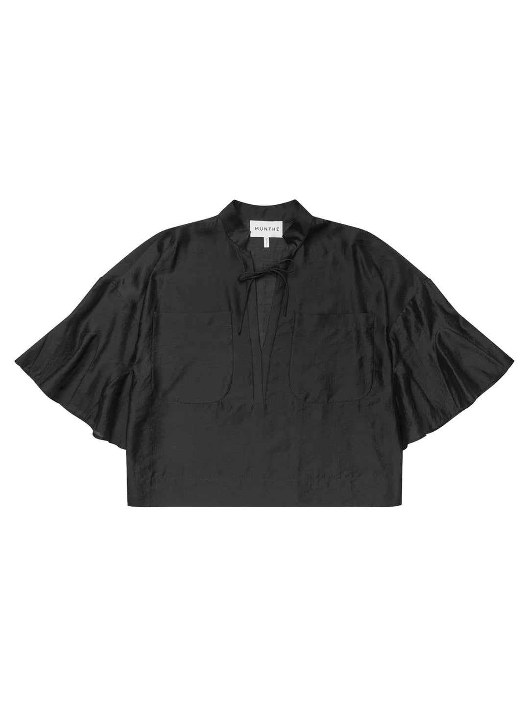 MUNTHE Birkson Blouse lange mouw – Zwart-84% lyocell, 16% polyester-DAMES TOPS & BLOUSES-Zwart