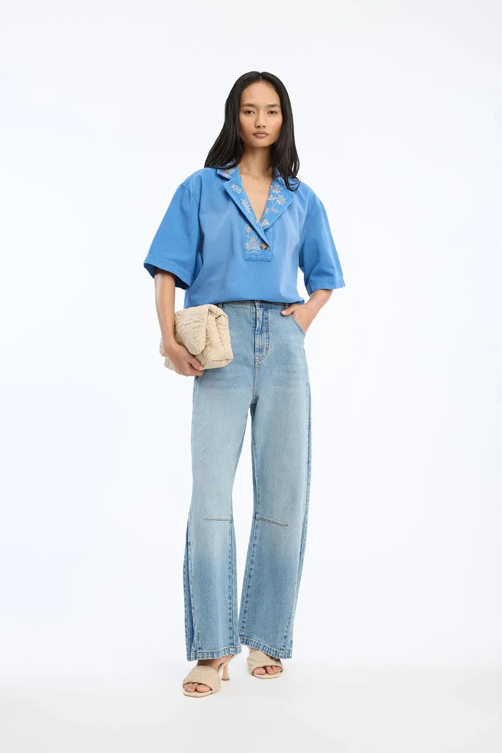 MUNTHE Blaise top – Licht blauw-100% katoen-DAMES TOPS & BLOUSES-Blauw