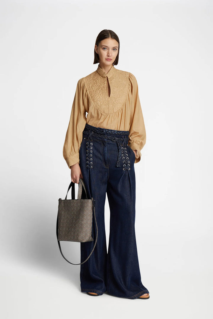 MUNTHE Blouse FRANTZ -55% katoen, 45% viskose-DAMES TOPS & BLOUSES-Beige