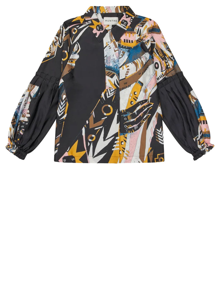 MUNTHE blouse JELIMA-100% Silk-DAMES TOPS & BLOUSES-Zwart