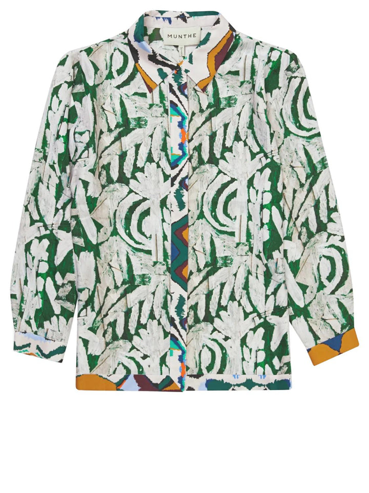 MUNTHE blouse JESSEIA-100% zijde-DAMES TOPS & BLOUSES-Groen