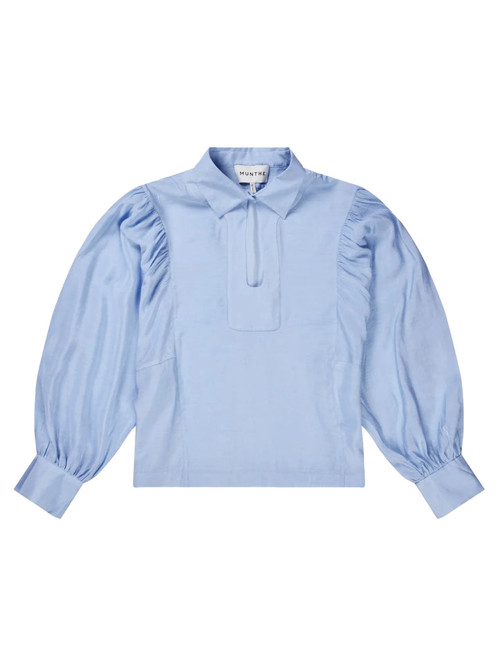 MUNTHE blouse SHELLCU-82% Viscose / 18% Polyamide-DAMES TOPS & BLOUSES-Blauw