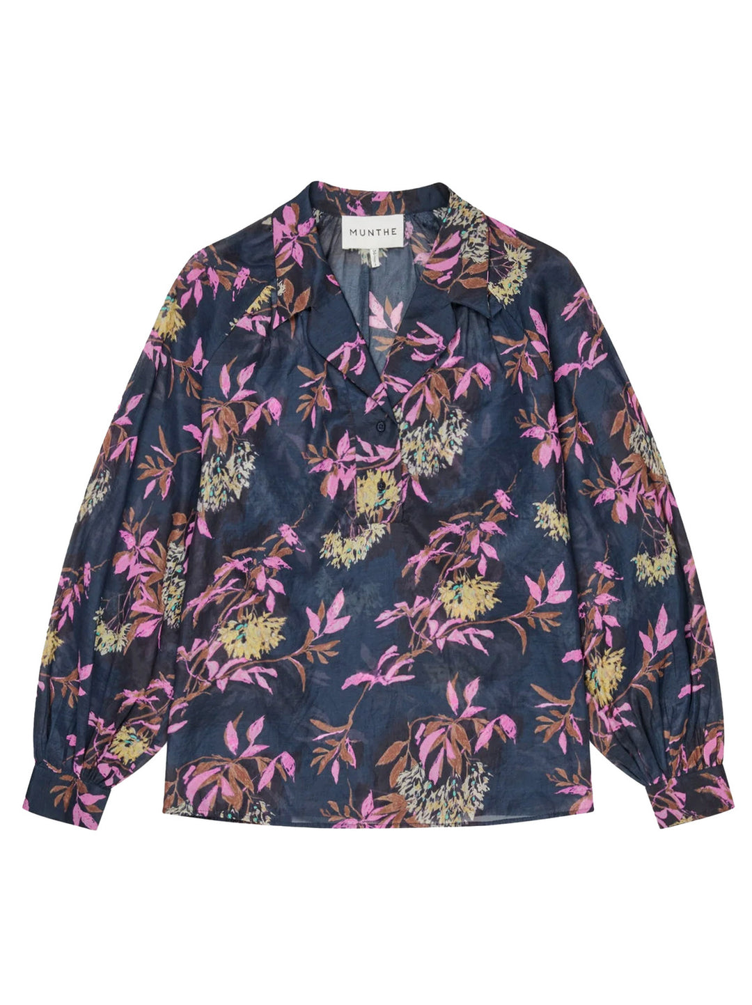 MUNTHE blouse SUSANI-50% Cupro 50% Organic Cotton-DAMES TOPS & BLOUSES-Blauw