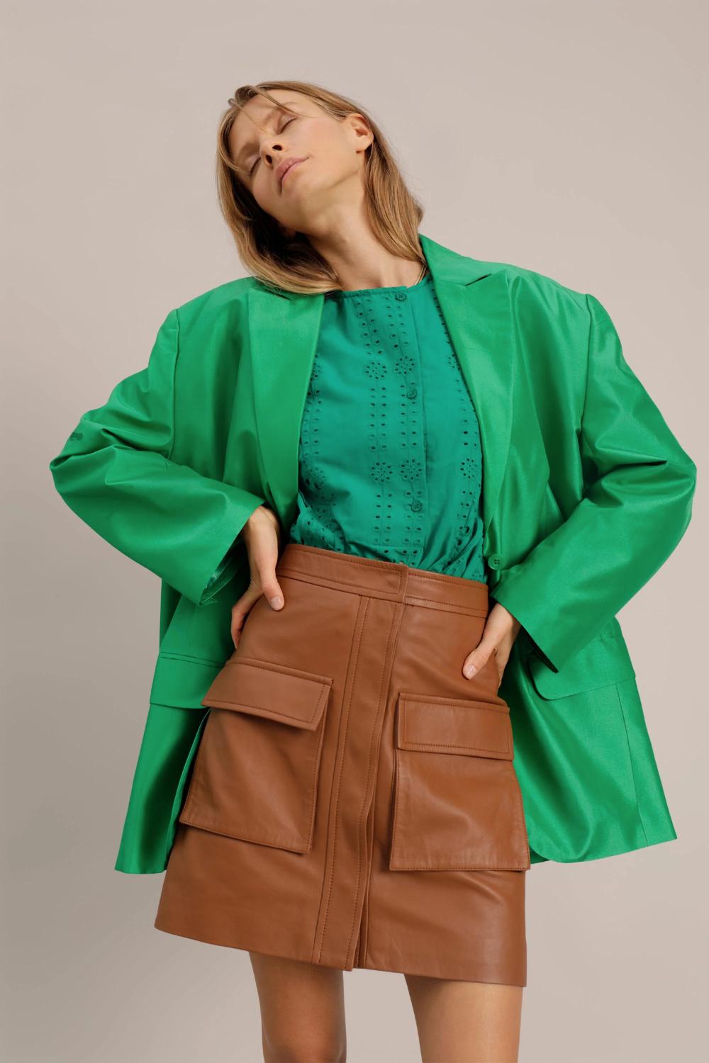 MUNTHE blouse top JIPPO-100% katoen-DAMES TOPS & BLOUSES-Groen