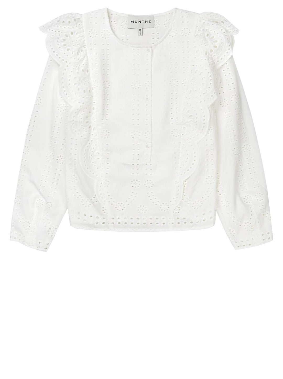 MUNTHE blouse top JIPPO-100% katoen-DAMES TOPS & BLOUSES-Wit