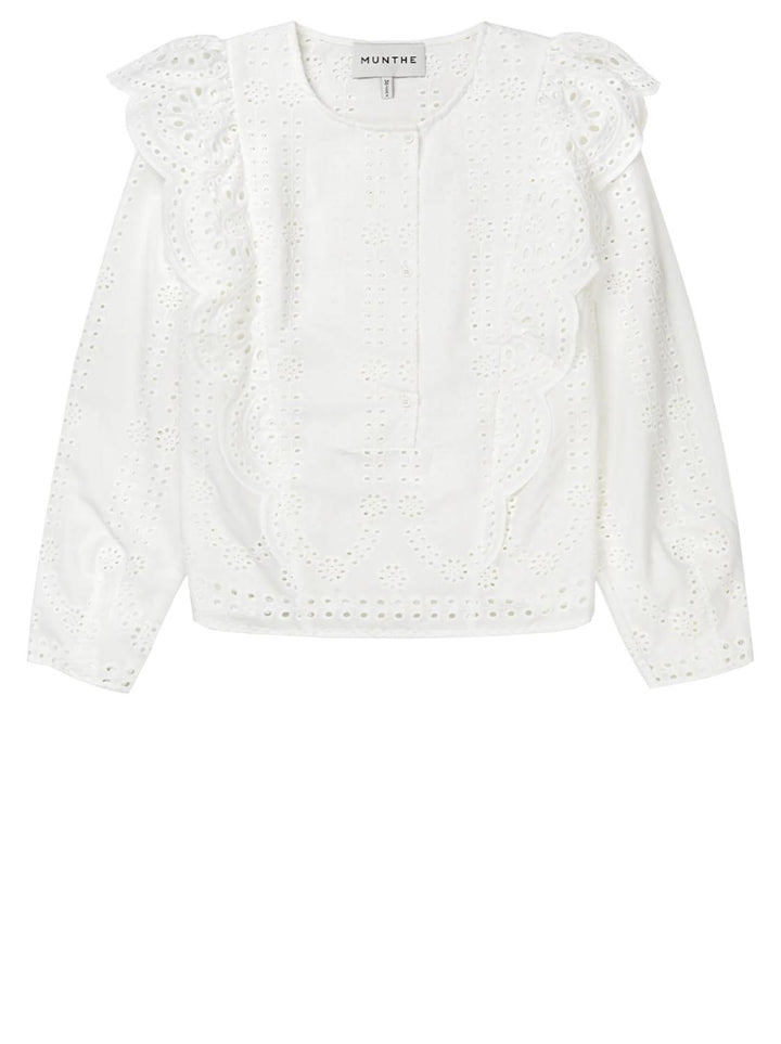 MUNTHE blouse top JIPPO-100% katoen-DAMES TOPS & BLOUSES-Wit