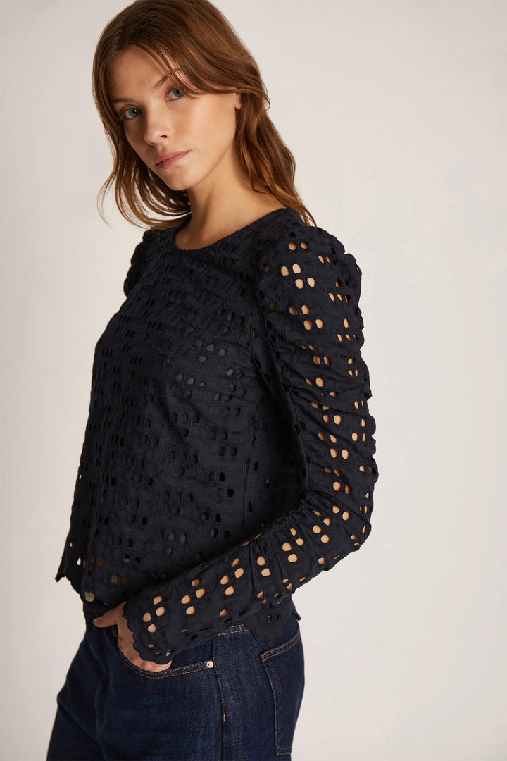 MUNTHE blouse TRISTA-100% Organic Cotton -DAMES TOPS & BLOUSES-Blauw