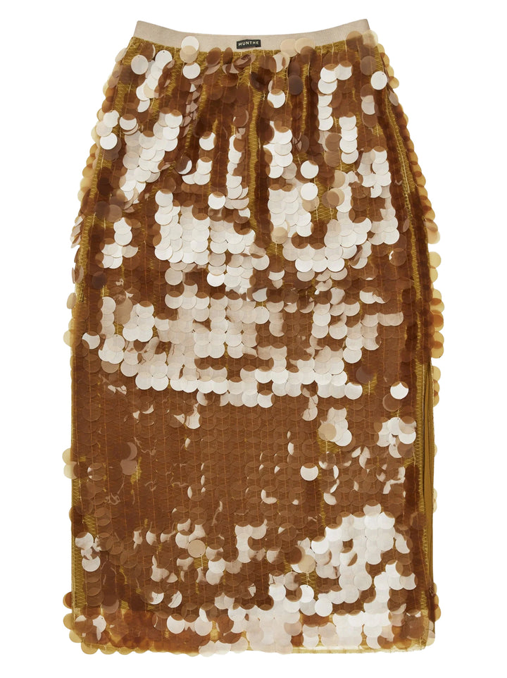 MUNTHE Bomi Lange rok – Goud-100% polyester-DAMES ROKKEN-Goud